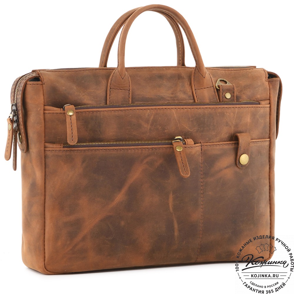  Кожаная деловая сумка "Гранд" (темно-коричневая крейзи)